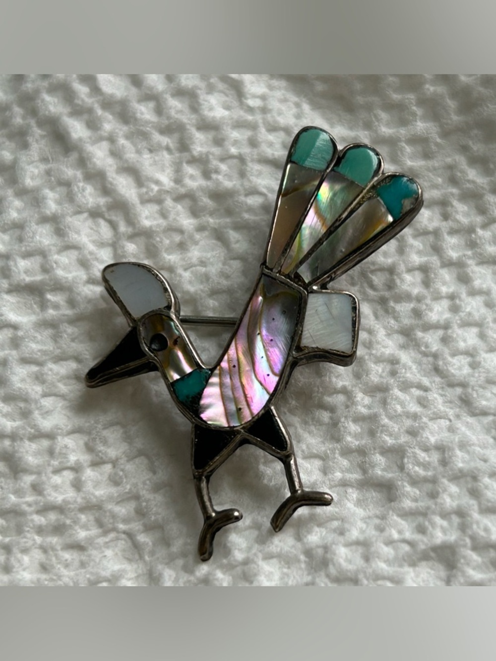 Vintage Zuni Roadrunner Brooch
